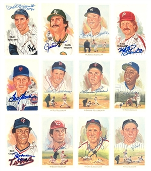 Lot of (97) Hall of Fame & Stars Single Signed HOF Plaque & Perez Steele Postcard Collection Featuring Mickey Mantle, Hank Aaron, Yogi Berra & More! (Beckett PreCert)